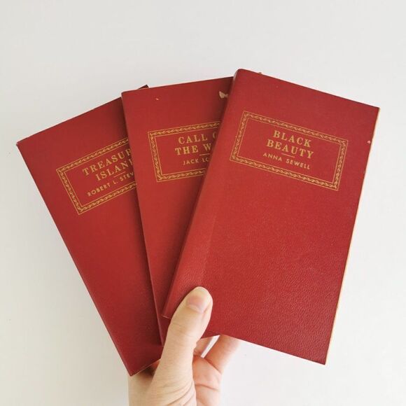 3 Vintage Red Classic Books - DAMAGE - Decorative Book Stack Library Shelf - Picture 13 of 13